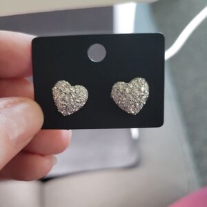 Sparkle heart earrings silver